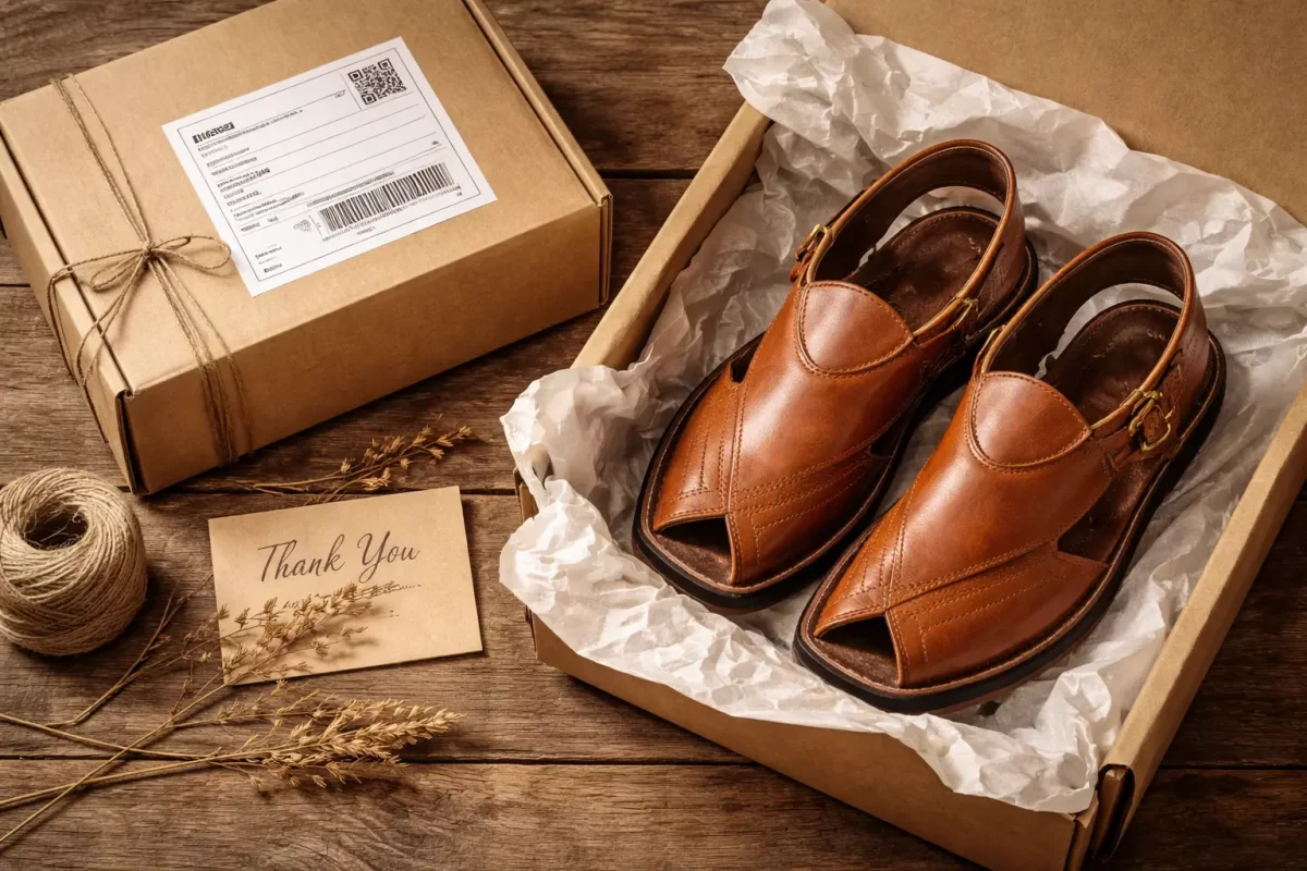 Mafizay offers free shipping on all handmade Peshawari chappal and Kheri chappal orders across Pakistan. Every pair is carefully packed and delivered to your doorstep within 3–5 business days via reliable courier service. Cash on Delivery available nationwide.